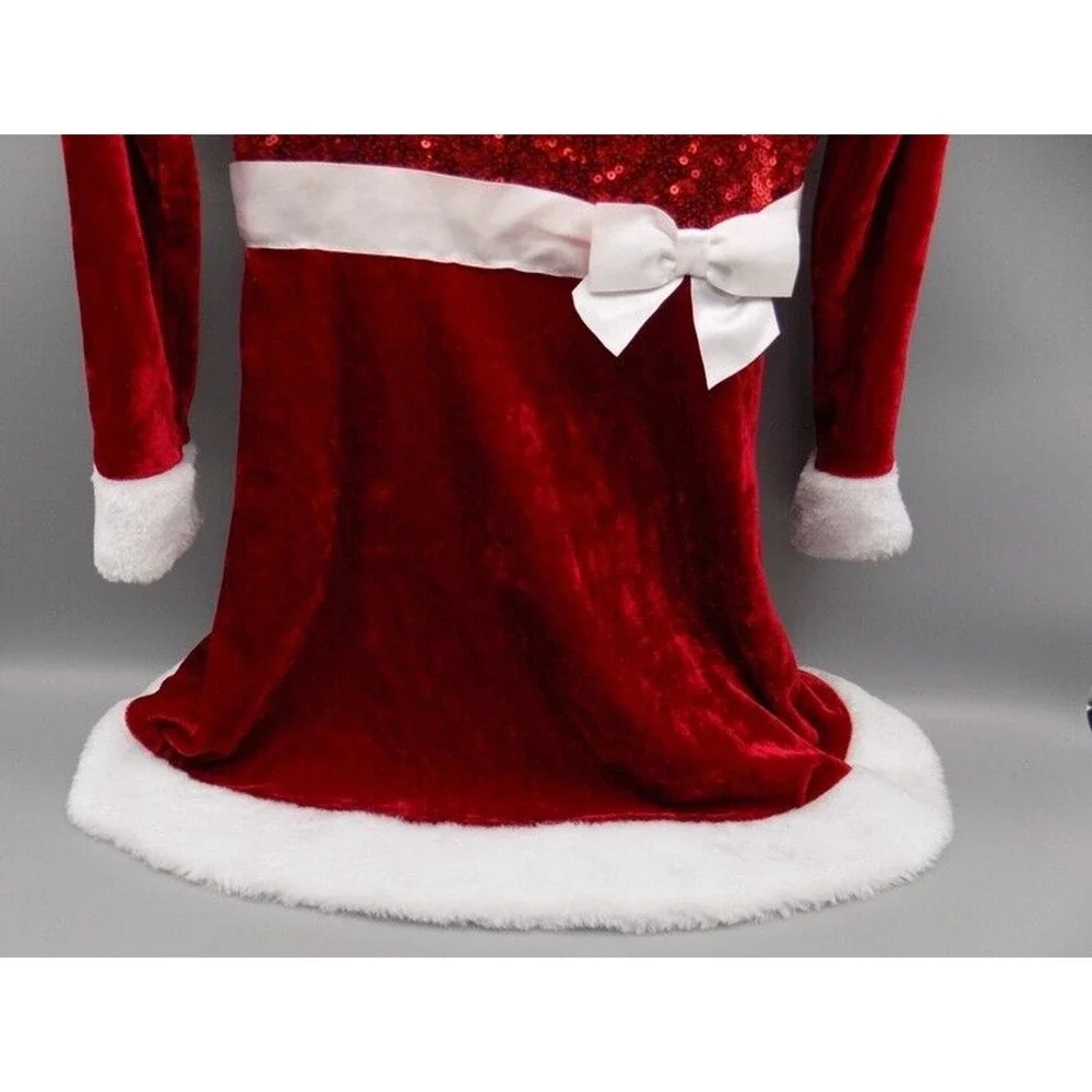 Red Velvet Velour Size 4 Holiday Christmas Dress Sequins Fur Pink & Violet New